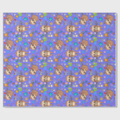 Niedlich Sloth Blue Pattern Baby Dusche Geburtstag Geschenkpapier (Flach)