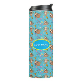 Niedlich Sloth | Blume Vorlage für blaue Musterste Thermosbecher