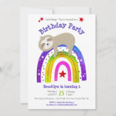Niedlich Sloth Boho Rainbow Simple Modern Birthday Einladung (Vorderseite)