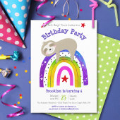 Niedlich Sloth Boho Rainbow Simple Modern Birthday Einladung