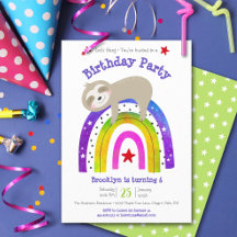 Niedlich Sloth Boho Rainbow Simple Modern Birthday