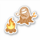 Niedlich Sloth Campfire S'mores Vinyl Sticker (Vorderseite)