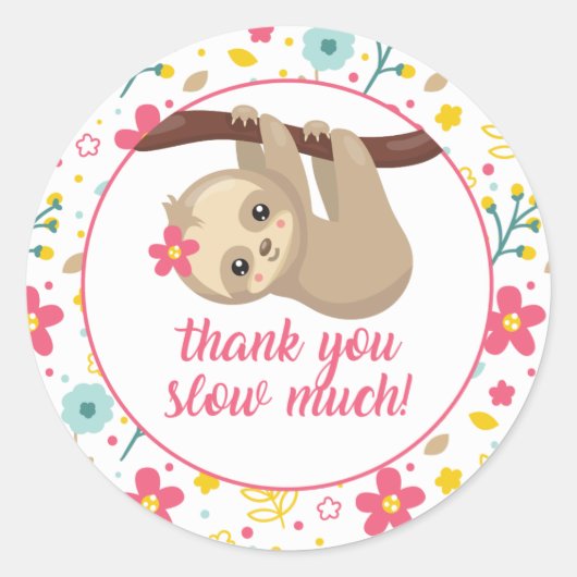 Niedlich Sloth Danke, dass Sie Stickers Spring Flo (Vorderseite)