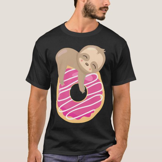Niedlich Sloth Donut T-Shirt (Vorderseite)