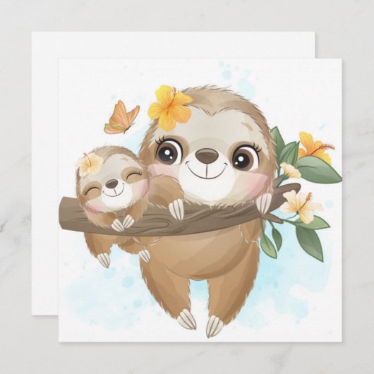 Niedlich Sloth Feiertagskarte (Vorne/Hinten)