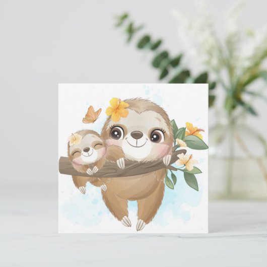 Niedlich Sloth Feiertagskarte (Stehend Vorderseite)