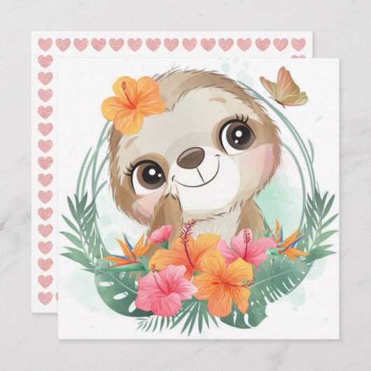 Niedlich Sloth Feiertagskarte (Vorne/Hinten)