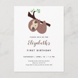 Niedlich Sloth First Birthday Adorable Animal Kawa Postkarte