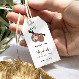 Niedlich Sloth First Birthday Custom Geschenkanhänger