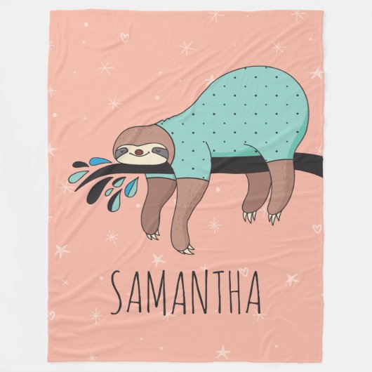 Niedlich Sloth Fleecedecke (Vorderseite)