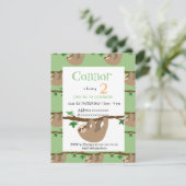 Niedlich Sloth, Geburtstagsfeier Einladung (Stehend Vorderseite)