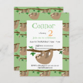 Niedlich Sloth, Geburtstagsfeier Einladung (Vorne/Hinten)