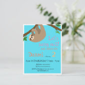 Niedlich Sloth, Geburtstagsfeier Einladung (Stehend Vorderseite)