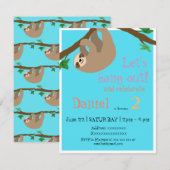 Niedlich Sloth, Geburtstagsfeier Einladung (Vorne/Hinten)