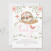 Niedlich Sloth Girl Birthday Dankeskarte (Vorderseite)