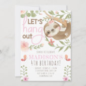 Niedlich Sloth Girl Birthday Einladung (Vorderseite)