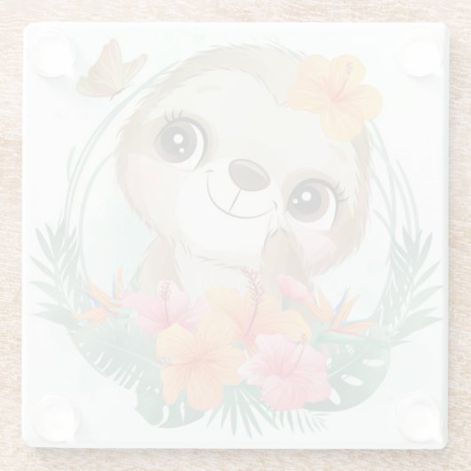 Niedlich Sloth Glasuntersetzer (Rückseite)