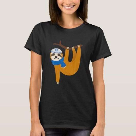 Niedlich Sloth Hanukkah Lazy Sloths Lover Juwish F T-Shirt (Vorderseite)