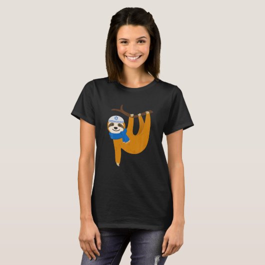 Niedlich Sloth Hanukkah Lazy Sloths Lover Juwish F T-Shirt (Vorne ganz)