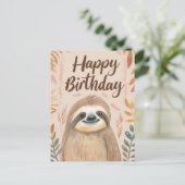Niedlich Sloth Happy Birthday Postkarte (Stehend Vorderseite)