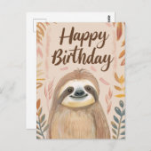 Niedlich Sloth Happy Birthday Postkarte (Vorne/Hinten)