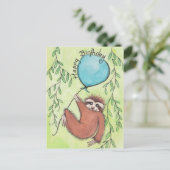 Niedlich Sloth Happy Birthday Postkarte (Stehend Vorderseite)