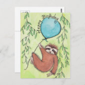 Niedlich Sloth Happy Birthday Postkarte (Vorne/Hinten)