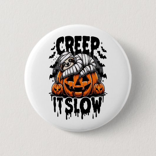 Niedlich Sloth Happy Halloween Button (Vorderseite)