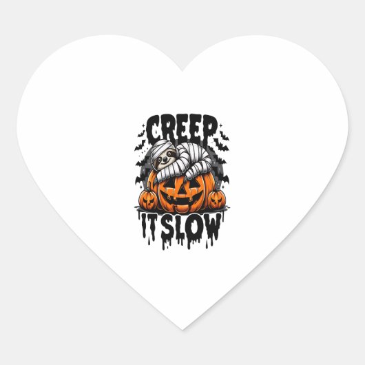 Niedlich Sloth Happy Halloween Herz-Aufkleber (Vorderseite)