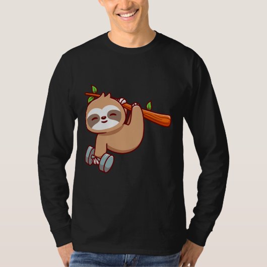 Niedlich Sloth Holding Dumbell T-Shirt (Vorderseite)