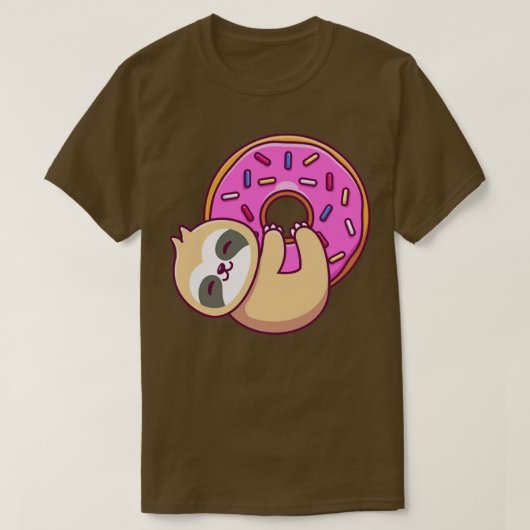 Niedlich Sloth Hug Big Doughnut T-Shirt (Design vorne)