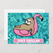 Niedlich Sloth Lazy Summer Funny Just Chillin Postkarte (Vorne/Hinten)