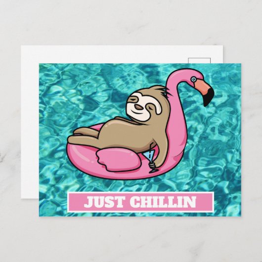 Niedlich Sloth Lazy Summer Funny Just Chillin Postkarte (Vorne/Hinten)