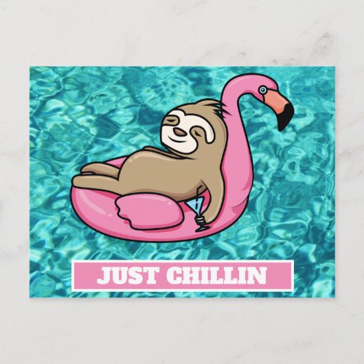 Niedlich Sloth Lazy Summer Funny Just Chillin Postkarte (Vorderseite)