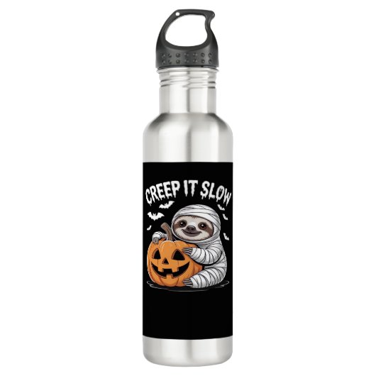 Niedlich Sloth Lovers Funny Halloween Pumpkin Esse Edelstahlflasche (Vorderseite)