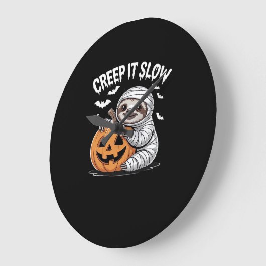Niedlich Sloth Lovers Funny Halloween Pumpkin Esse Große Wanduhr (Winkel)