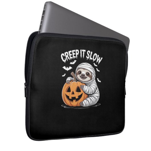 Niedlich Sloth Lovers Funny Halloween Pumpkin Esse Laptopschutzhülle (Vorne Rechts)
