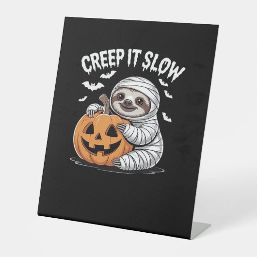 Niedlich Sloth Lovers Funny Halloween Pumpkin Esse Sockelschild (Vorderseite)