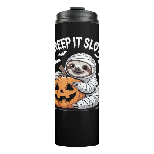 Niedlich Sloth Lovers Funny Halloween Pumpkin Esse Thermosbecher (Vorderseite)
