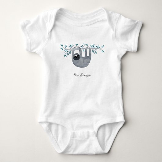 Niedlich Sloth Personalisiert Baby Strampler (Vorderseite)
