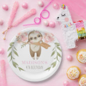 Niedlich Sloth Personalisiert Girl Geburtstag Pappteller (Party)