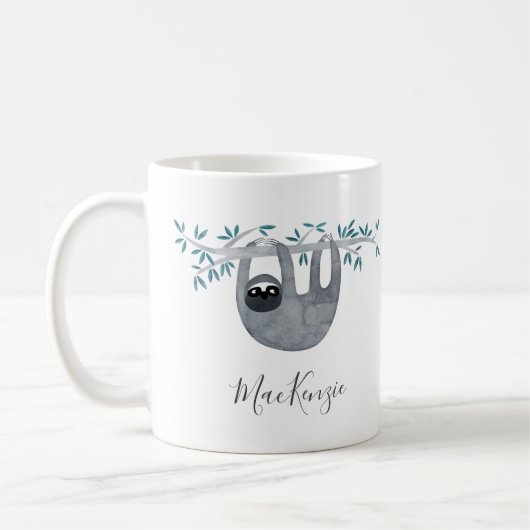 Niedlich Sloth Personalisiert Kaffeetasse (Links)