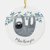 Niedlich Sloth Personalisiert Keramik Ornament (Vorne)
