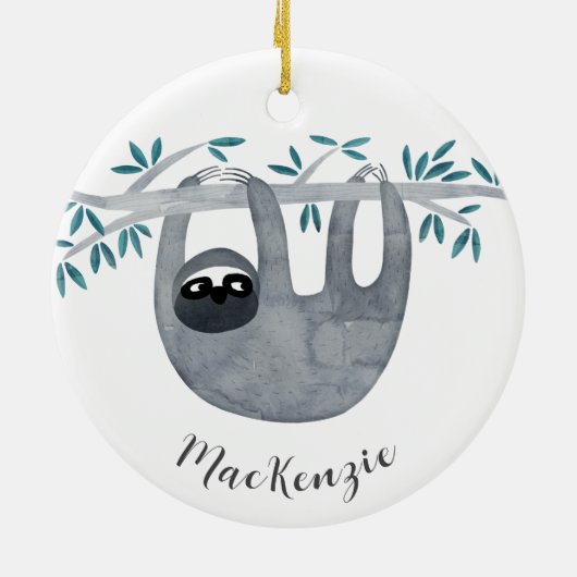 Niedlich Sloth Personalisiert Keramik Ornament (Hinten)
