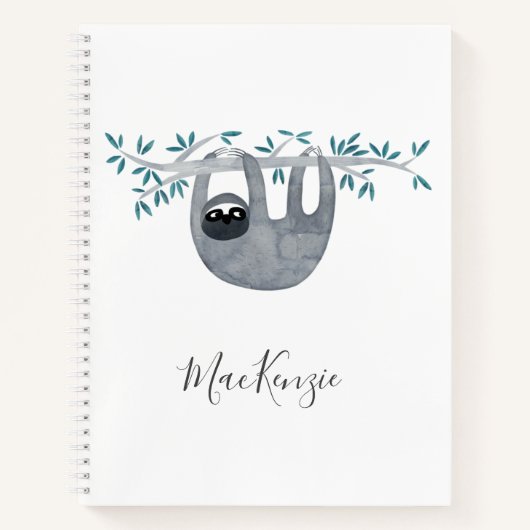 Niedlich Sloth Personalisiert Notizblock (Vorderseite)