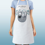 Niedlich Sloth Personalisiert Schürze<br><div class="desc">Niedliche Aquarellneigung,  ideal für Tierfreunde,  mit Schrift-individuelle Name-Typografie. Ändern oder entfernen Sie den Text zu personalisieren. Originelle Kunst von Nic Squirrell.</div>