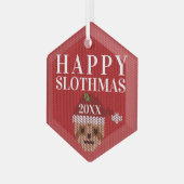Niedlich Sloth Personalisiert Year Happy Slothmas  Ornament Aus Glas (Vorderseite Links)