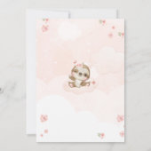 Niedlich Sloth Pink Blume Babydusche Aquarell Inn Einladung (Rückseite)