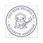 Niedlich Sloth Play Guitar Individuelle Name Schoo Permastempel (Design)