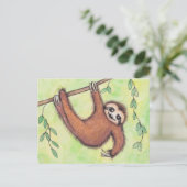 Niedlich Sloth Postkarte (Stehend Vorderseite)